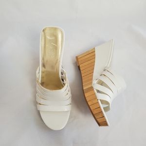 Nine West White Wedge Sandals